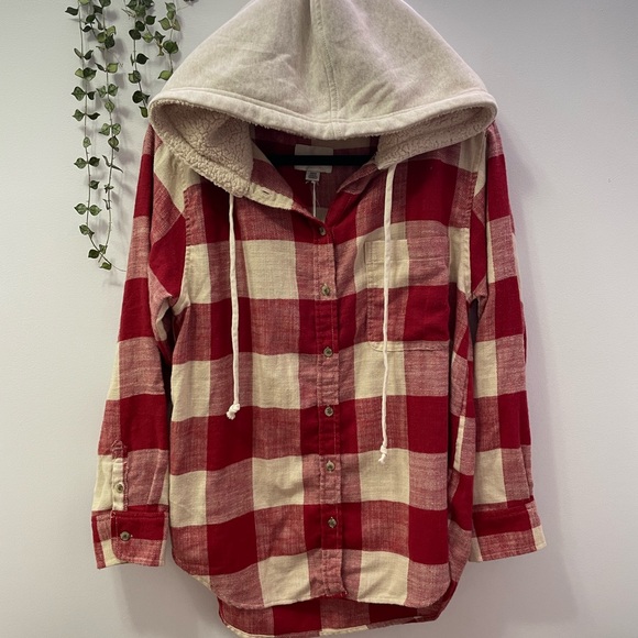 American Eagle Flannel Hooded Button Up - Picture 8 of 9